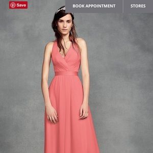 Vera Wang Halter bridesmaid dress in coral